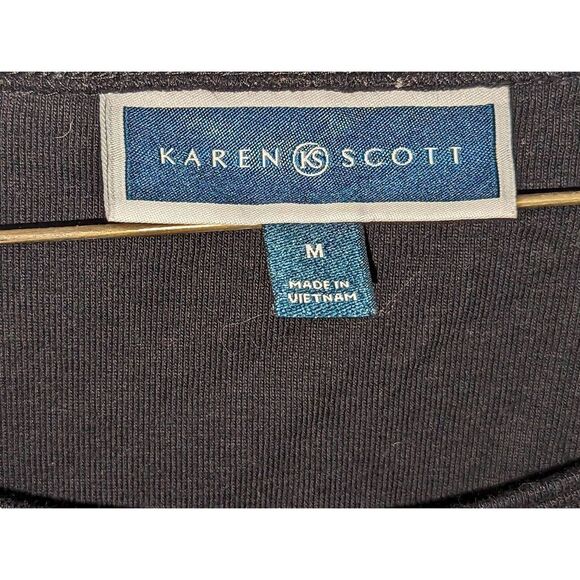 Karen Scott Cotton Festive Catwalk Top Christmas Cat Shirt Medium - Picture 3 of 5